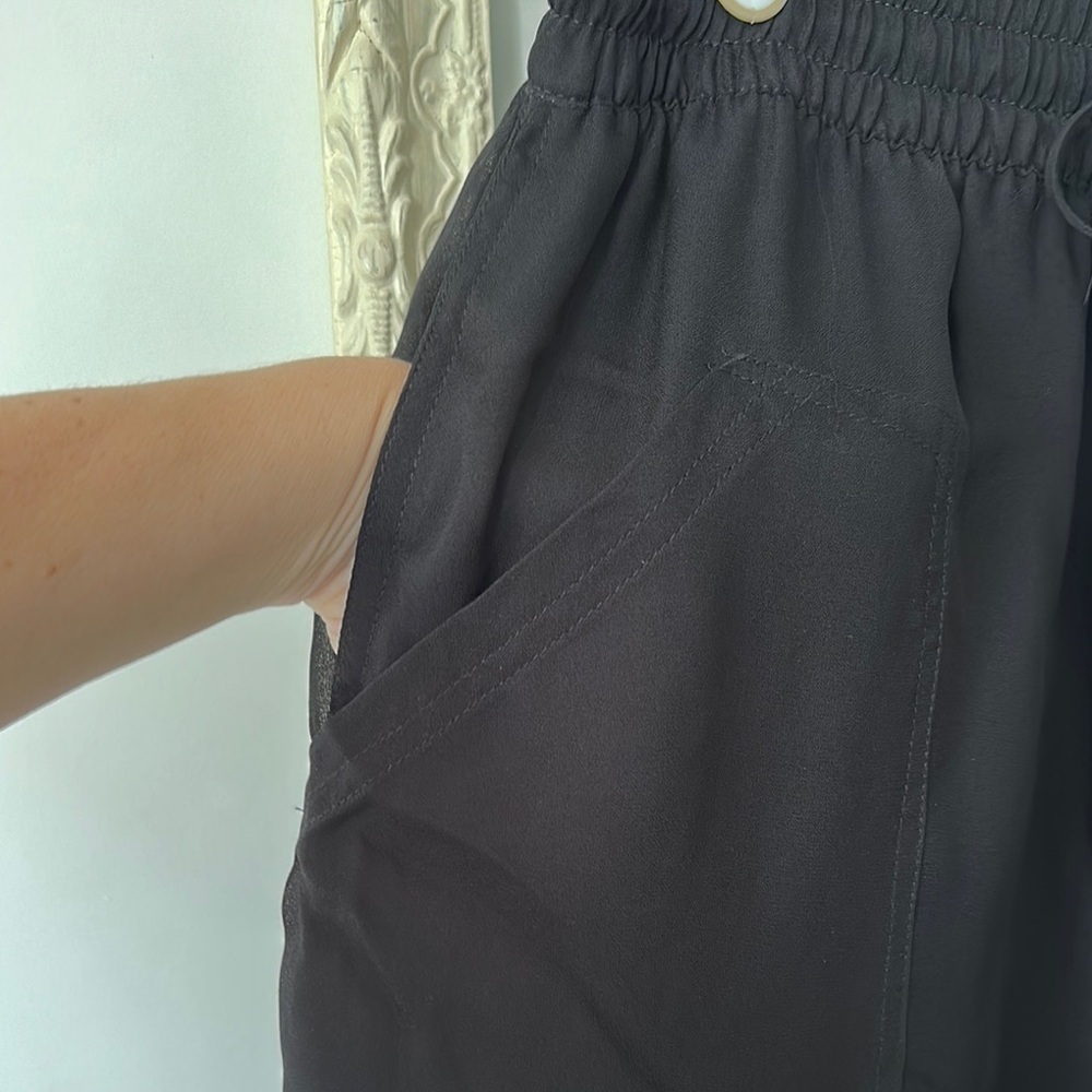 ZARA | Bamboo Black Sheer Wide-Leg Pants with Six Pockets and Draw String - Picture 6 of 16